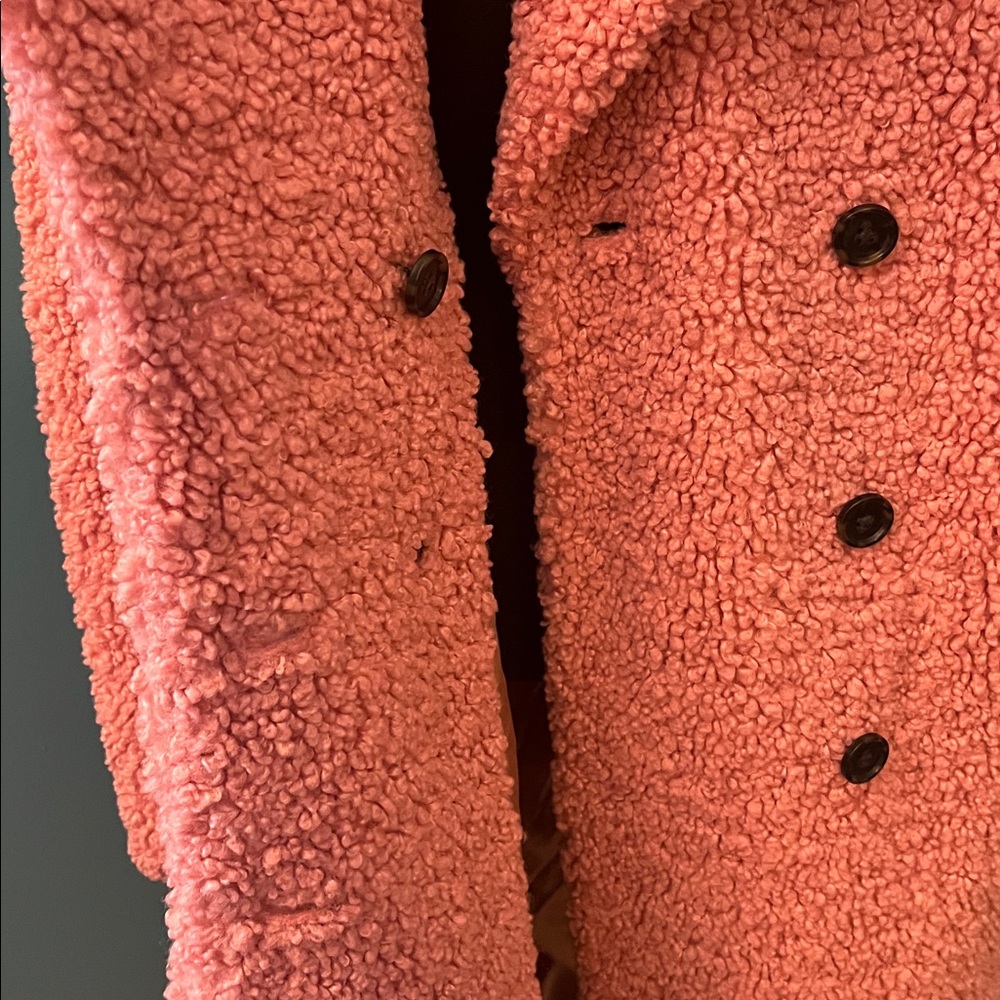 J Crew Pink Double-breasted Teddy Sherpa Topcoat Size Medium - Picture 14 of 16